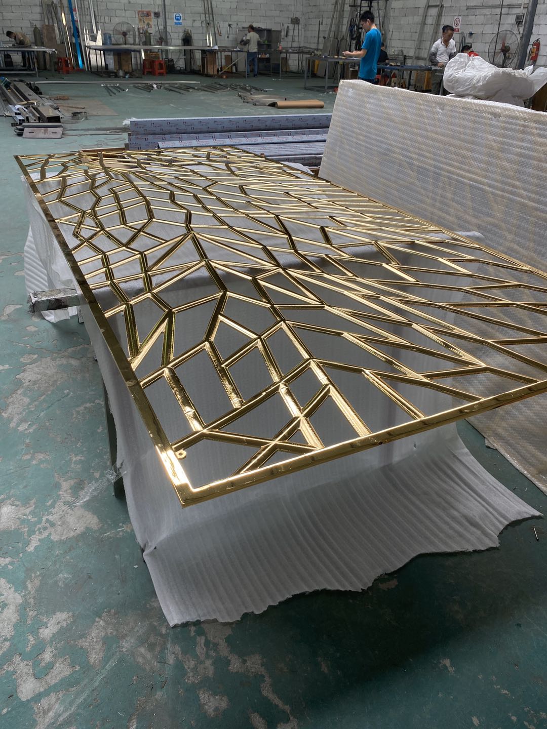 Metal Room Divider - Brushed Stainless Steel Finish
